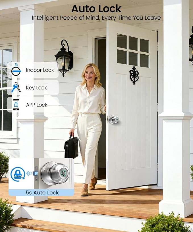 Fingerprint Door Lock, Smart Fingerprint Door Knob - Image 4