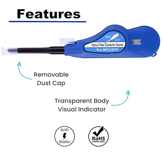 Fiber Optic Cleaner for MTP/MPO Connector, Over 500 Times Cleans, Fiber Endface - Image 5