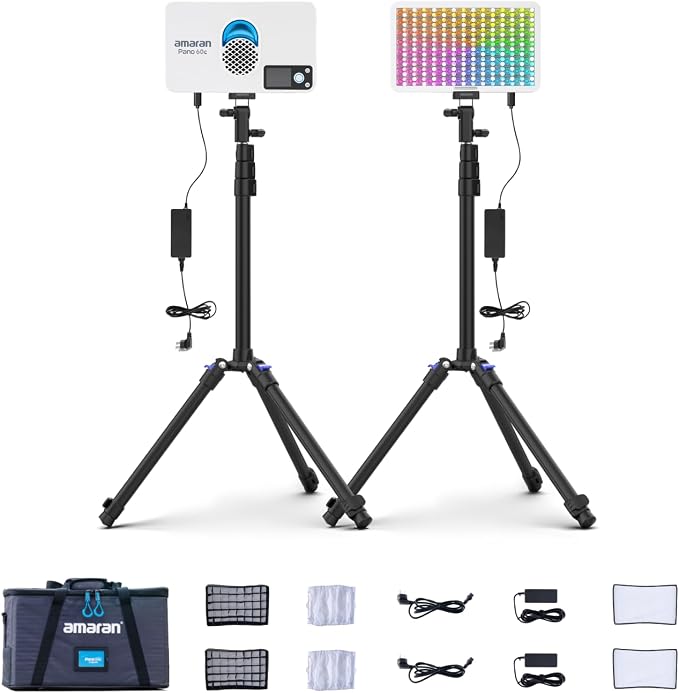 amaran Pano 60c 2-Light Kit Panel Lights, 60W RGBWW Full Color LED Video Studio by amaran