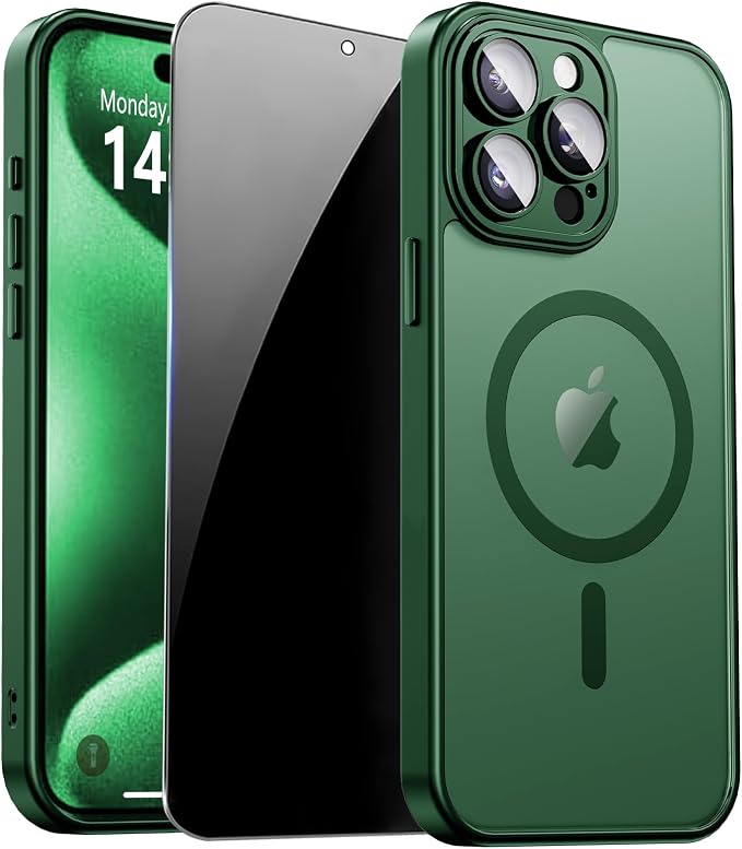for iPhone 15 Pro Case with Privacy Screen Protector and Camera Protection by ZOZDOKG