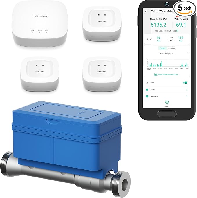 FlowShield HomeGuard 1": 3 Leak Detectors, Real-Time Leak Detection, App-Enabled by YoLink