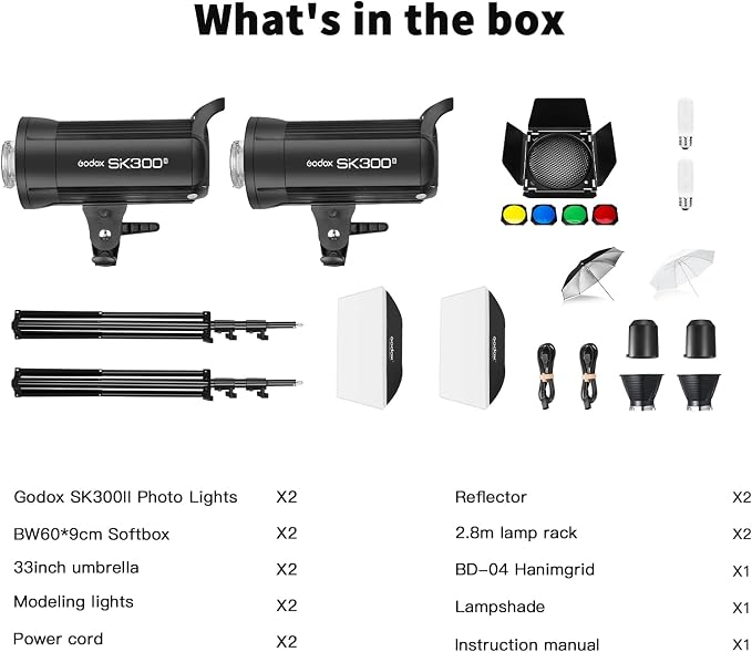 Godox 2X SK300II Studio Flash Strobe Kit:2.4G 600Ws Speedlite Flash Monolight - Image 9