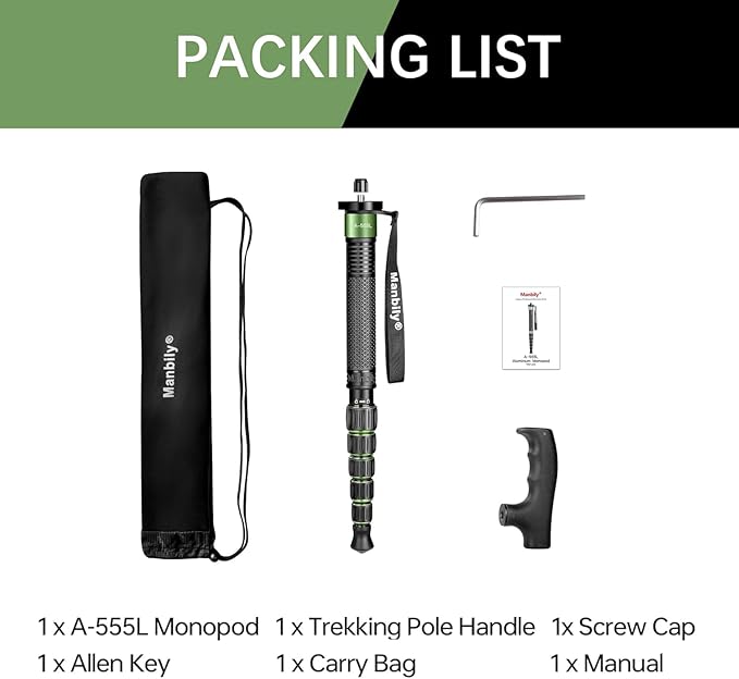 Manbily Camera Monopod Aluminum Portable Compact Lightweight Travel Monopod - Image 7