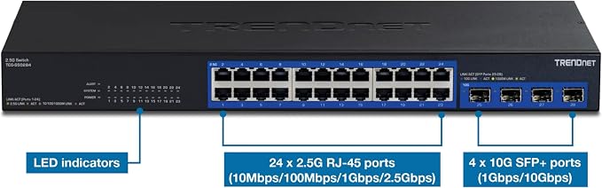 TRENDnet 28-Port Multi-Gig Switch, TEG-S50284, 24 2.5Gb RJ45 Ports, 4 x 10G - Image 3