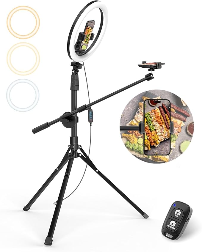 UBeesize 12" Ring Light with Overhead Phone Mount, Selfie Light with Stand by UBeesize