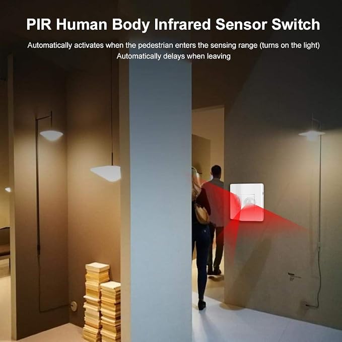 PIR Motion Sensor Smart Switch, 86-type Light-sensitive 180 Degrees Motion - Image 3