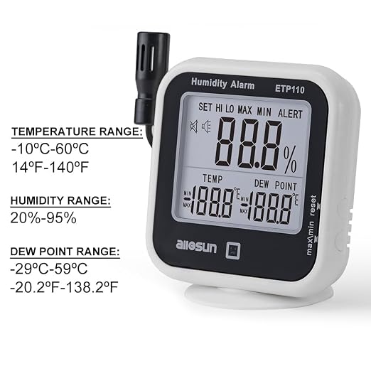 ALLOSUN Digital Thermometer Hygrometer Indoor Humidity Greenhouse Temperature - Image 3