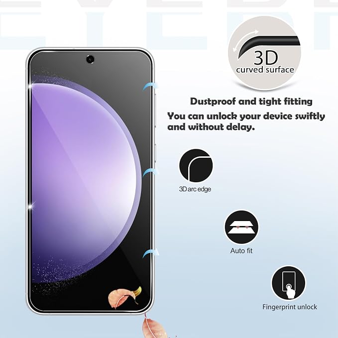 Galaxy S23 FE HD Clear Tempered Glass Screen Protector + Camera Lens Protectors - Image 3