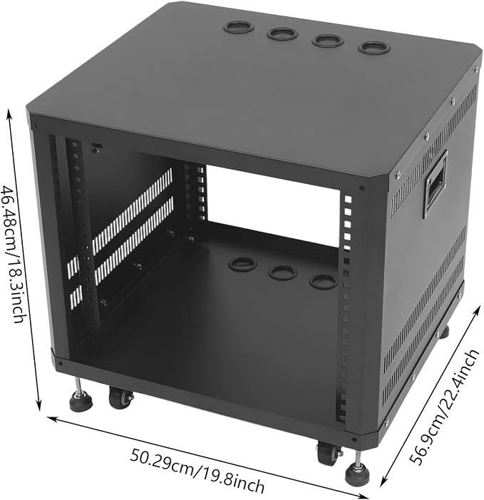 9U Stereo & Studio Rack with Wheels, Open Frame Audio Rack Cabinet, Rolling - Image 4