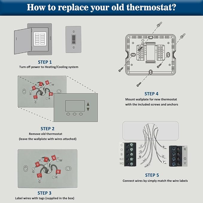 Thermostat for Heat Pump, NonProgrammable Thermostat for House, Conventional - Image 5