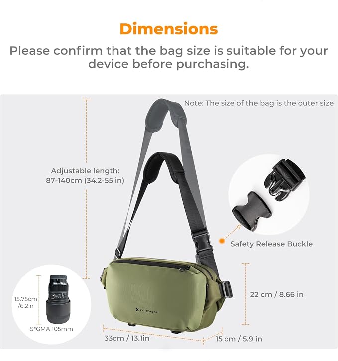 K&F CONCEPT Camera Sling Bag Crossbody Bag Waterproof Camera Shoulder Backpack - Image 6