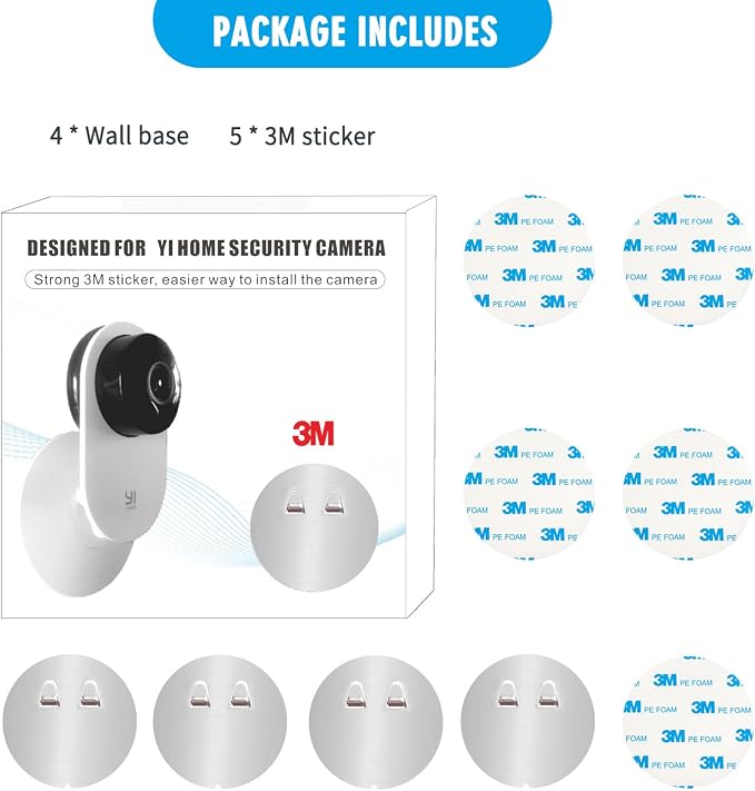 4 Pack Indoor Wall Mount for Yi Home Security Camera, No Punching, Extremely - Image 6