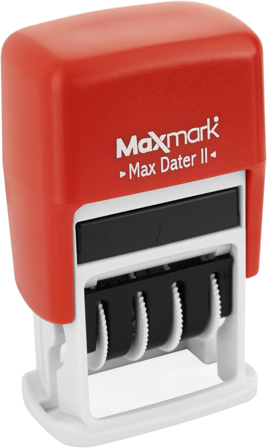 MaxMark Self-Inking Rubber Date Office Stamp with Received Phrase & Date - RED Ink (Max Dater II), 12-Year Band