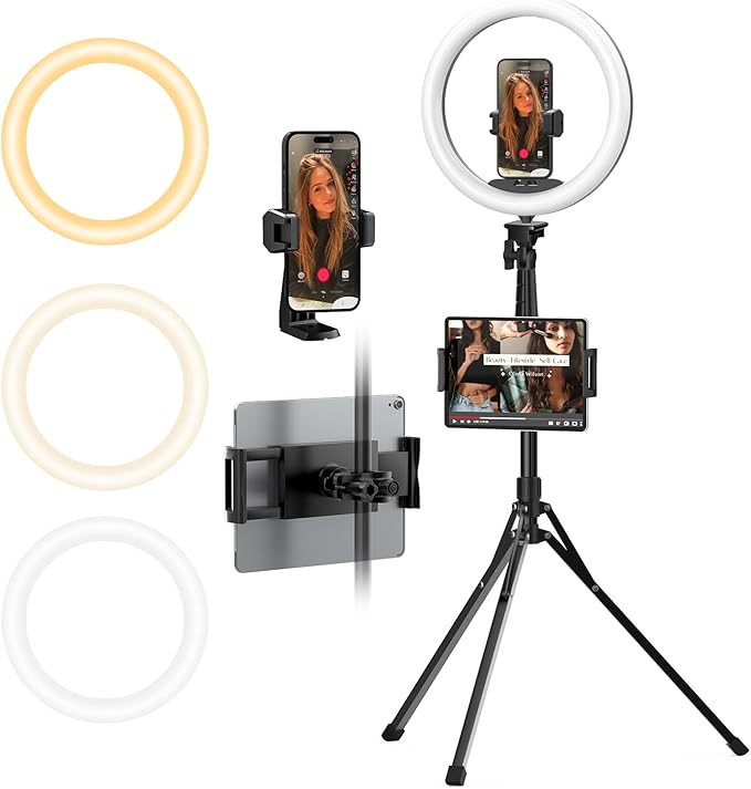 UBeesize 12" Ring Light with 74" Extendable Tripod Stand & iPad, Phone Holder by UBeesize