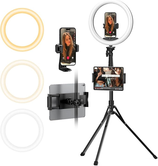 UBeesize 12" Ring Light with 74" Extendable Tripod Stand & iPad, Phone Holder by UBeesize