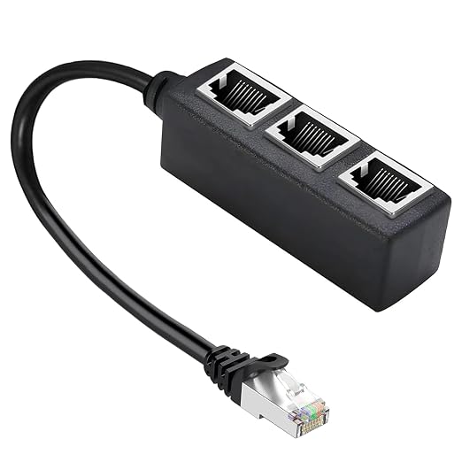 RJ45 Ethernet Splitter Cable, RJ45 1 Male to 3 Female Network Adapter Suitable by HRIOEKAX