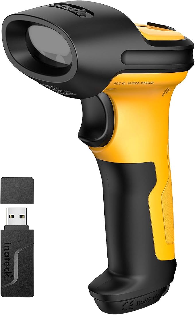 Inateck Barcode Scanner, Wireless Scanner, 2.4 GHz Adapter, 2600mAh Battery by Inateck
