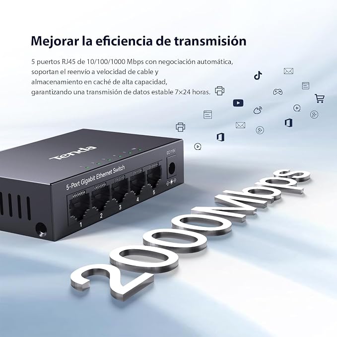 Tenda 5 Port Gigabit Switch, Unmanaged Ethernet Switch, Network Splitter - Image 2