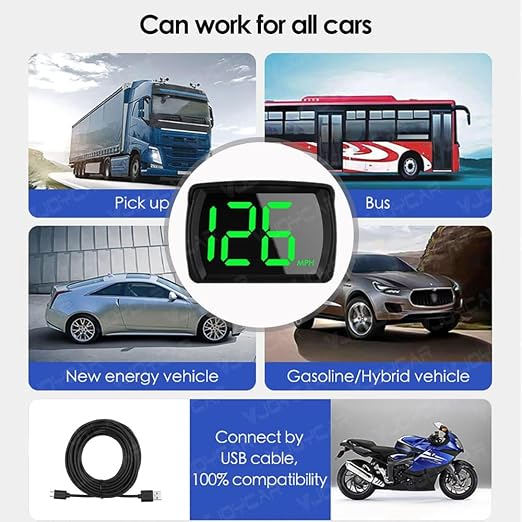 VJOYCAR New Speedometer HUD GPS Digital Speed Meter MPH Speedo Head Up Display - Image 4