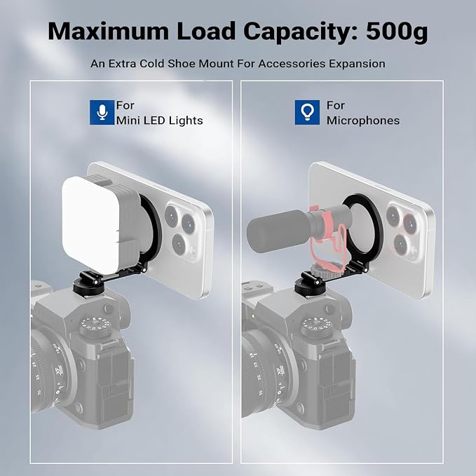 NEEWER Magnetic Tripod Phone Mount Cold Shoe Adapter, Aluminum Compact - Image 5