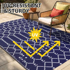 Smiry Outdoor Rug 8x10 ft Waterproof Reversible Boho Mat - Image 5