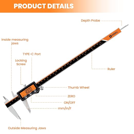 HARDELL Rechargeable Digital Caliper, 12 Inch Calipers - Image 8