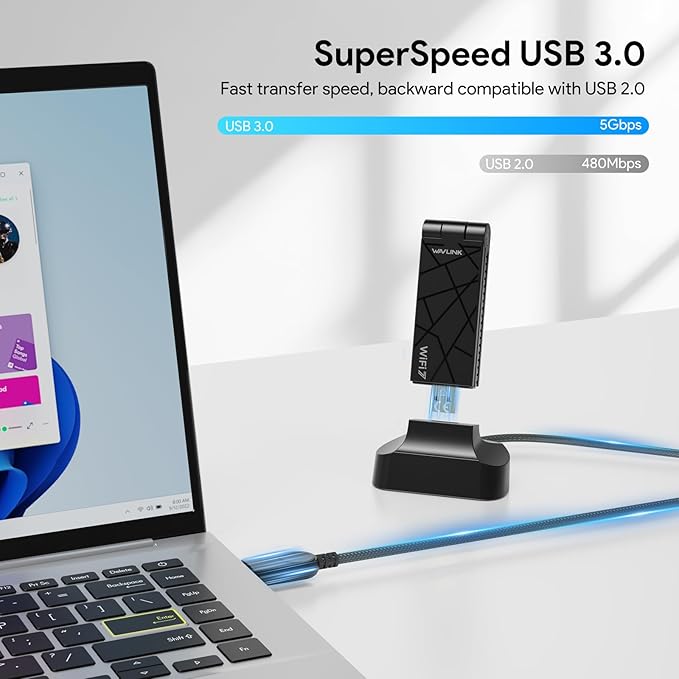 USB WiFi Adapter for Desktop PC Laptop, WAVLINK WiFi 7 BE6500 Tri-Band Wireless - Image 3