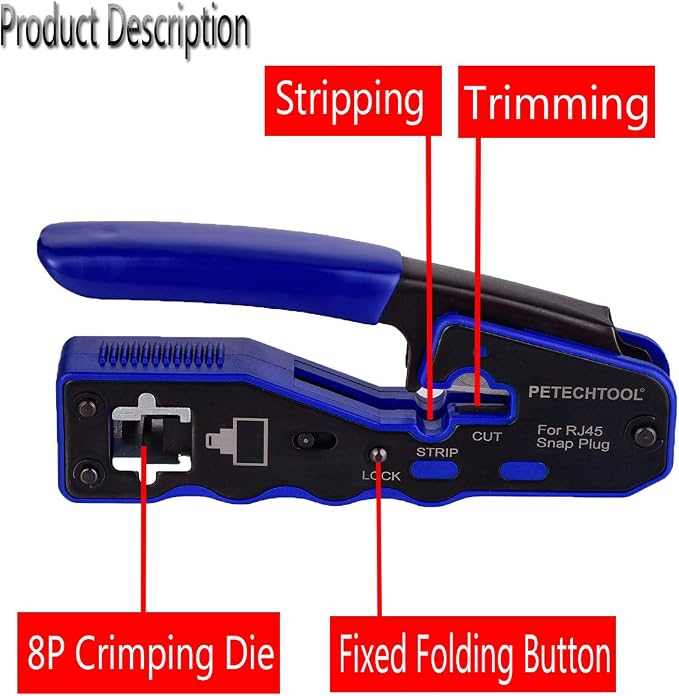 RJ45 Crimp Tool Kit Ethernet Crimping Tool Wire Crimper Stripper Cutter - Image 2