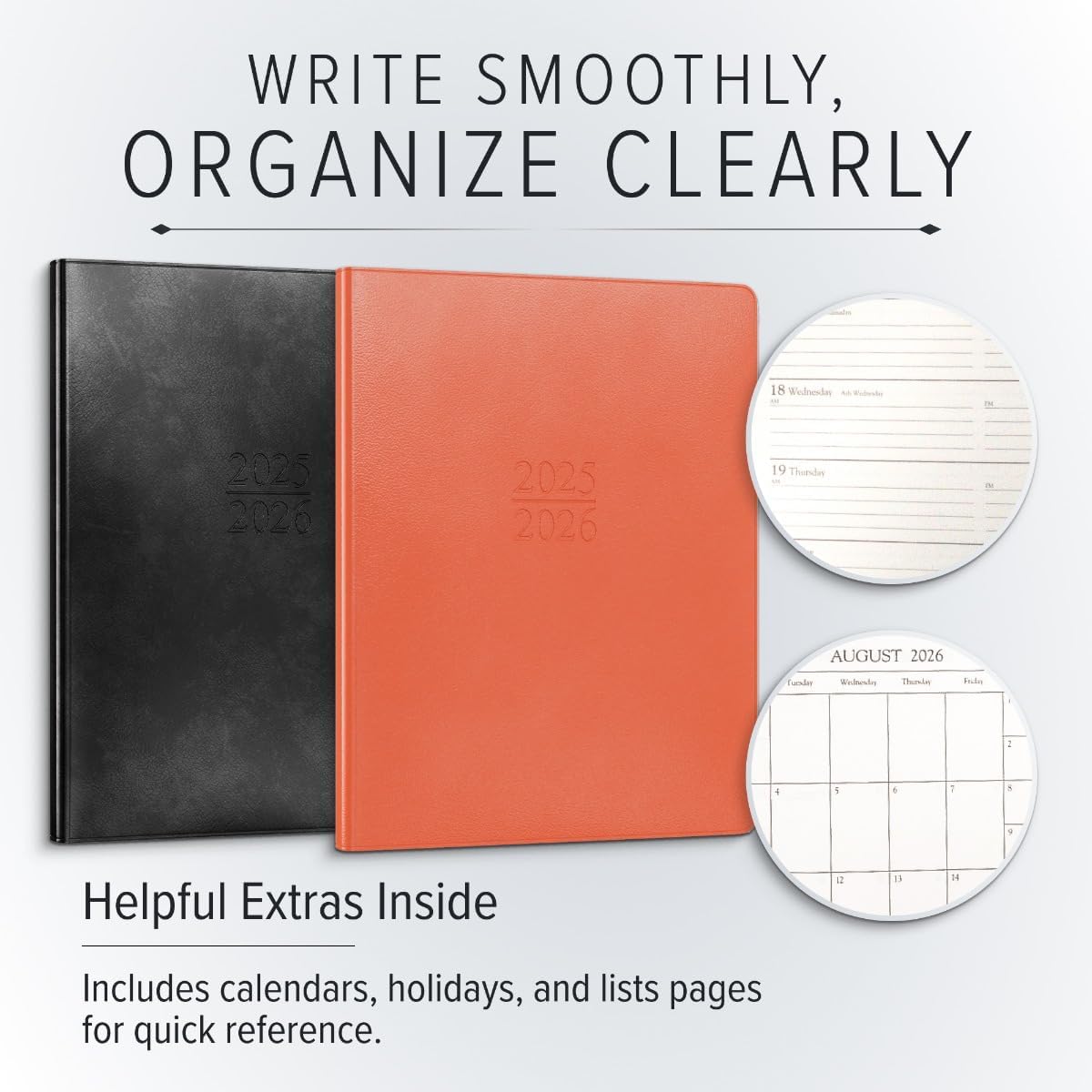 Gallery Leather Academic Planner 2025-2026, Teacher and Student Weekly Monthly Planner, Elegantly Bound Calendar with Gold-Gilded Page Edges, 18 Months - Acadia Green - 9x7"