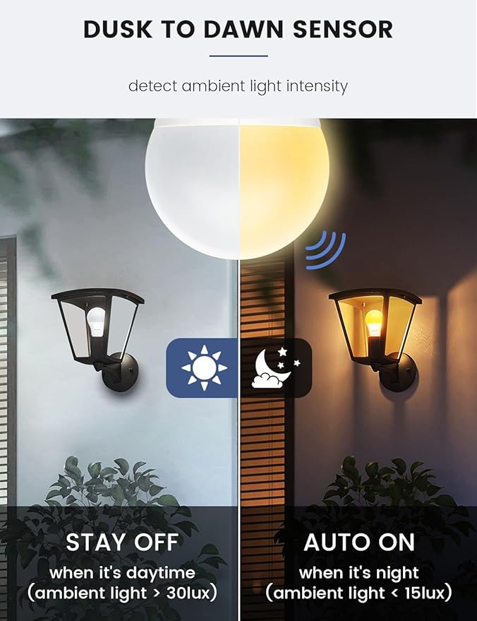 Dusk to Dawn Light Bulbs Outdoor, 3000K Warm White, 12W Auto ON/Off Light - Image 3