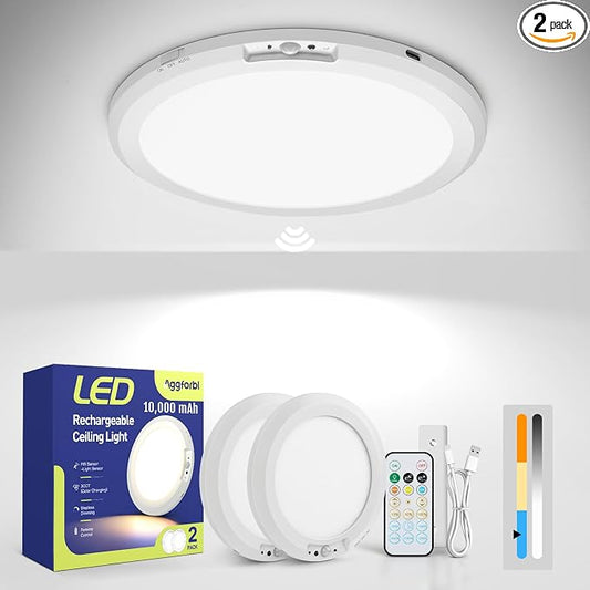 2PCs 10, 000mAh Rechargeable Ceiling Light by Aggforbl