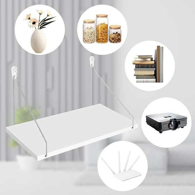 DERTE Projector Shelf for Wall 12x6 Inch Wall Mount Shelf Wood Floating - Image 6