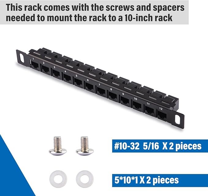 GeeekPi 12 Port Patch Panel, 10inch 0.5U CAT6 Network Patch Panel - Image 5