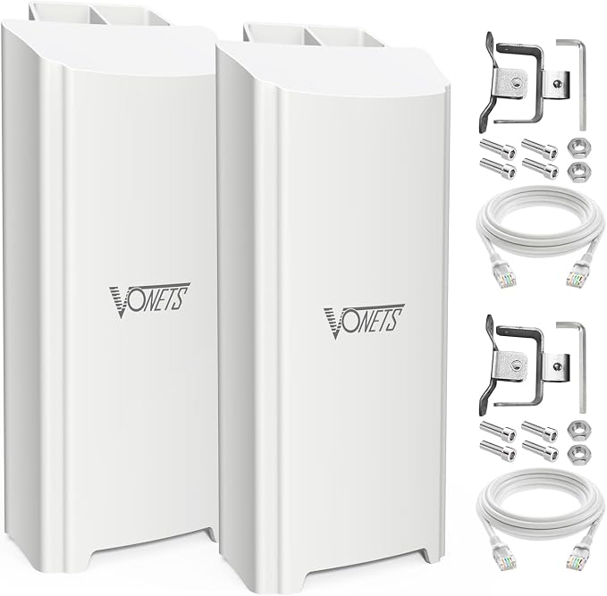 Vonets 1800Mbps Point-to-Point Wireless Bridge, 2KM Range, 5.8G WiFi Extender by VONETS