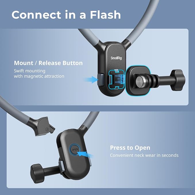 SMALLRIG Magnetic Neck Mount for Action Cameras & Phones, Comfortable POV - Image 3