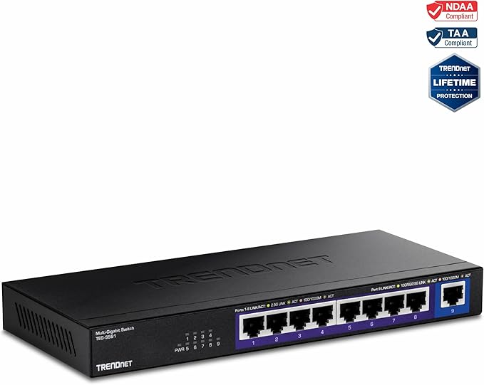 TRENDnet 9-Port Multi-Gig Switch, 8 x 2.5G RJ-45 Ports, 1 x 10G RJ-45 Port - Image 5