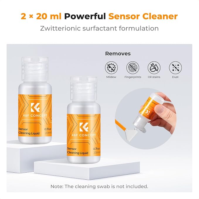 K&F CONCEPT 20ML*2 Camera Cleaning Solution, Microfiber Lens Cleaner Care Kit - Image 2