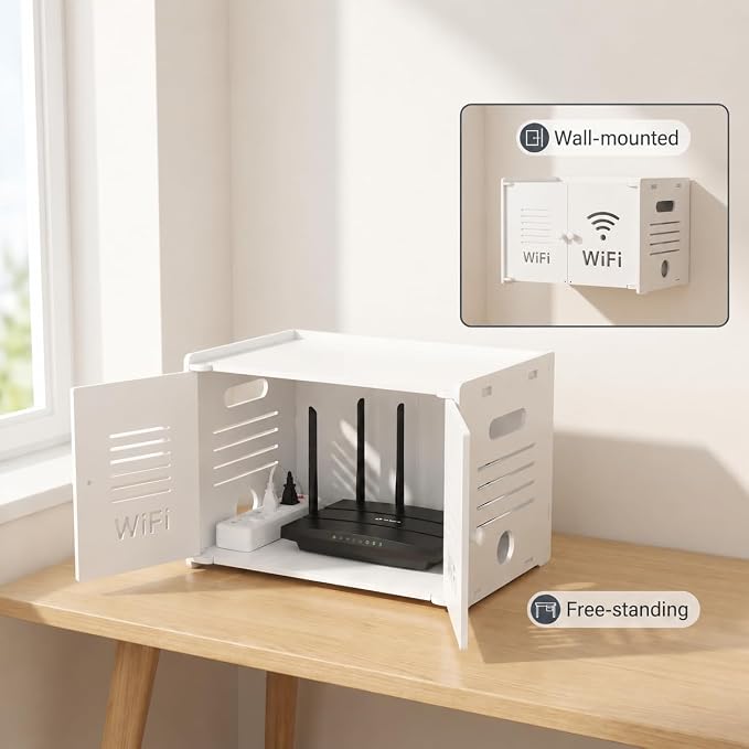 Dual Magnetic Door Router Box Hider, Wall Mount & Freestanding Use, WiFi Device - Image 4