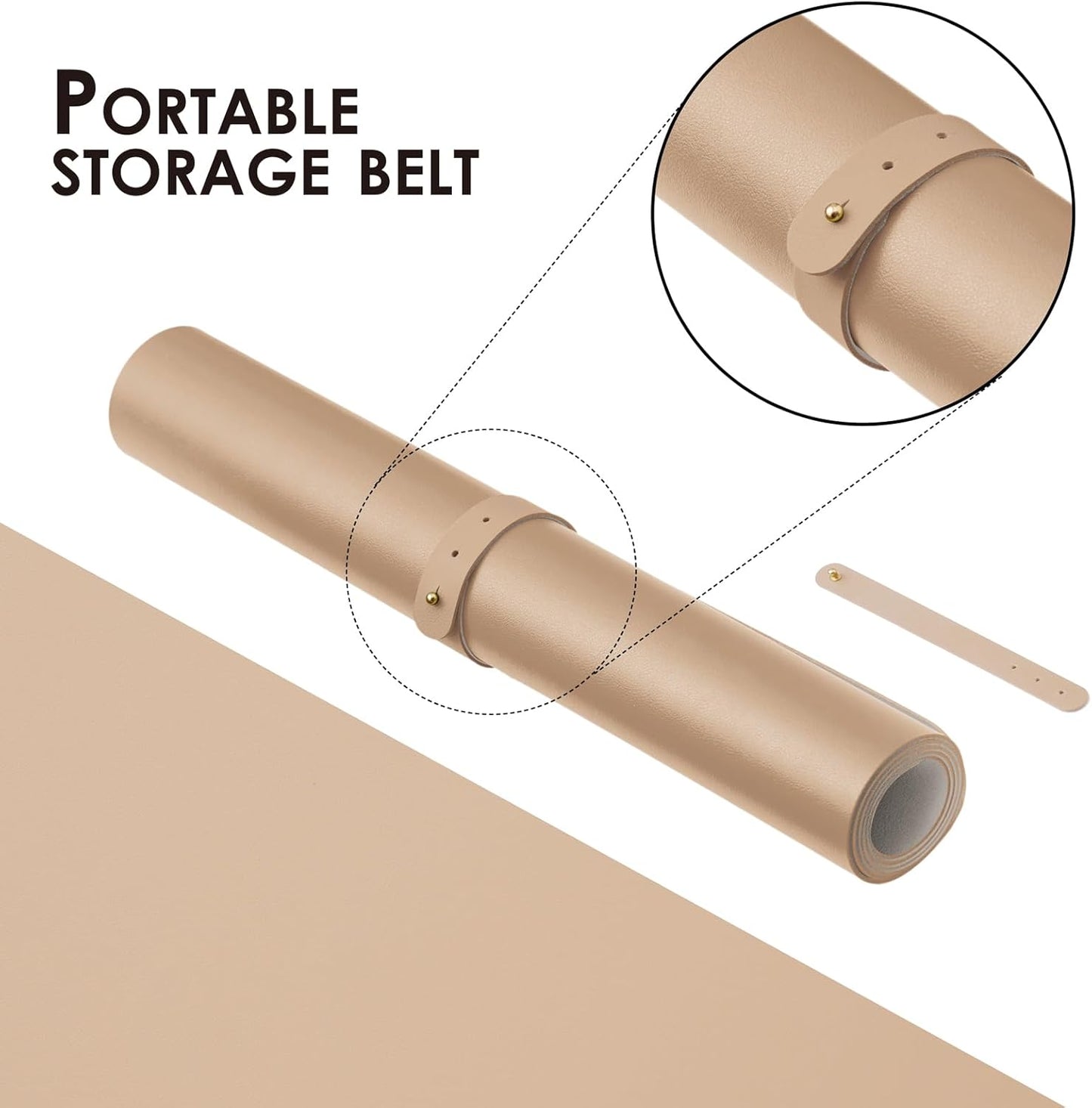 Compact Leather Desk Mat - Small Non-Slip PU Desk Pad for Office and Home - Desk Organization and Accessories - Ideal for Large Mouse Pad and Small Desk Mats on Top of Desks (Apricot,23.6"x 11.8")