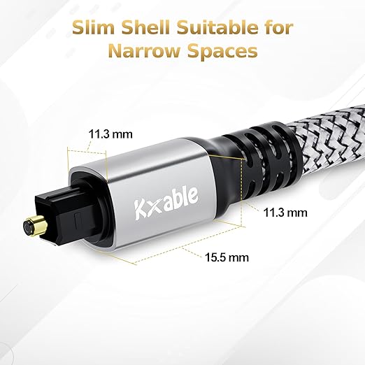 Kxable Optical Audio Cable 15 FT, Digital Audio Cable, Toslink Fiber Optic Cord - Image 6