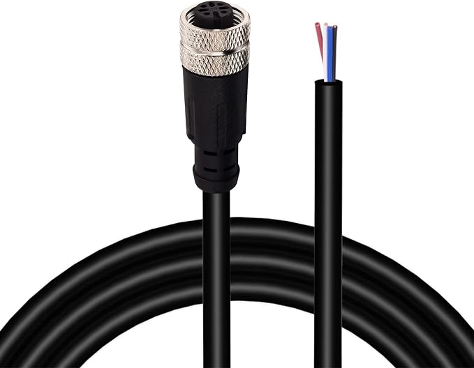 M12 4-Pin Aviation Sensor Cable, A-Coded Female to Flying Leads, 2M 24AWG by Lonlonty