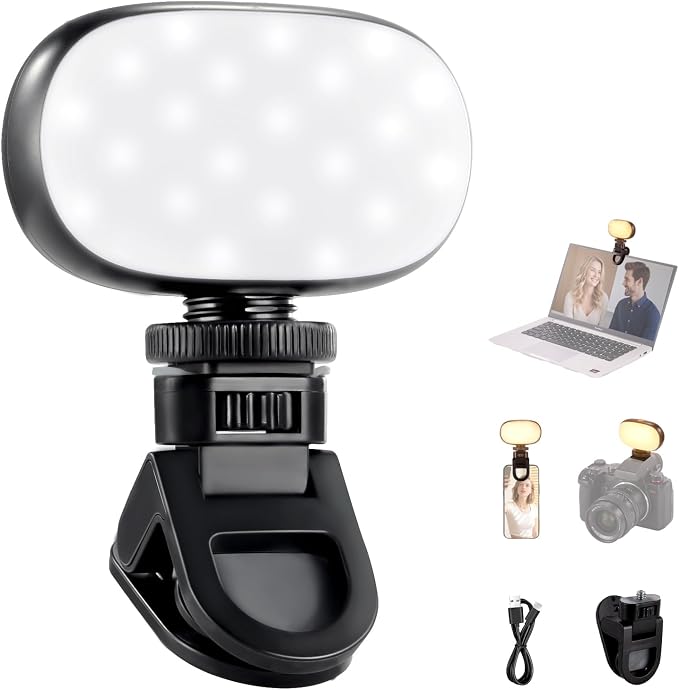 NEEWER Basics Portable Selfie Light, 3W Clip on Phone Small LED Cold Shoe by Neewer