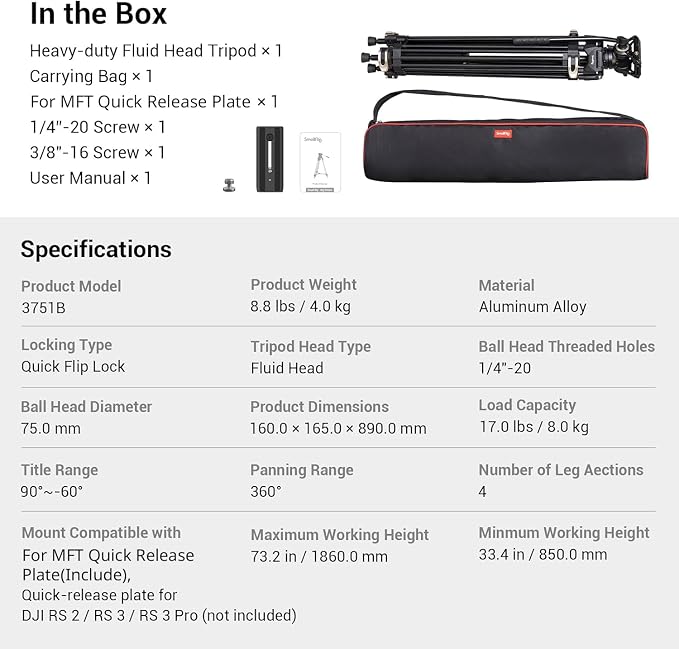 SmallRig AD-01 Video Tripod, Cameras 3751 - Image 8