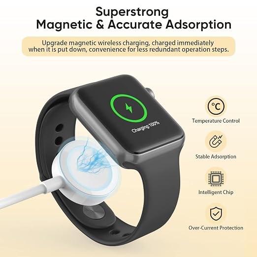 Upgraded Apple Watch Charger, Portable Fast Wireless Magnetic iWatch Charging - Image 3