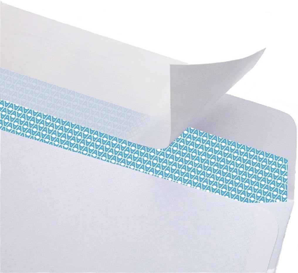 Aimoh #10 Custom Printed Security Tinted Self–Seal Envelopes - Personalized with Logo and Address/Return Address Imprinted -Size 4-1/8 X 9-1/2" -White -24 LB -Box of 2500 Count (7-34010-2500)