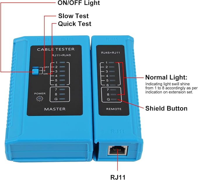 2Pcs LAN Cable Tester RJ45 RJ11 RJ12 Network Ethernet Tester - Image 3