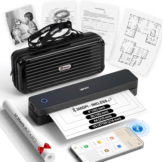 Portable Printers Wireless for Travel, MT610Pro Bluetooth Inkless Thermal by iDPRT
