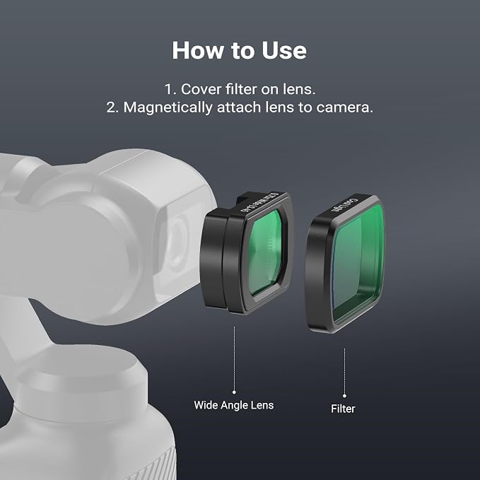 NEEWER Gimbal Camera Filter Set, 0.75x Wide Angle Lens + LPR + Black Diffusion - Image 3