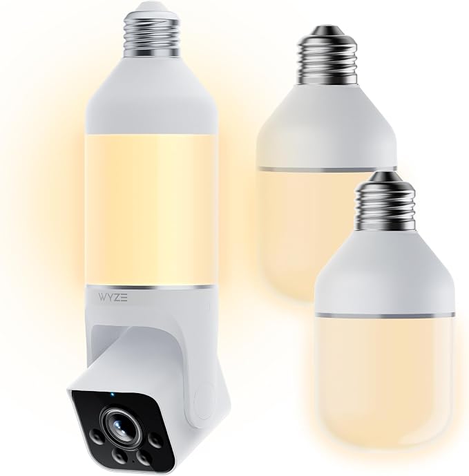 Bundle of WYZE Bulb Cam Security Camera and 2 Pack of Accessory Bulbs, 2K HD by WYZE