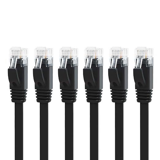 Yauhody CAT 6 Ethernet Cable 3ft 6-Pack Black, High Speed Solid Flat CAT6 by Yauhody